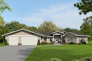 Ranch Exterior - Front Elevation Plan #117-874