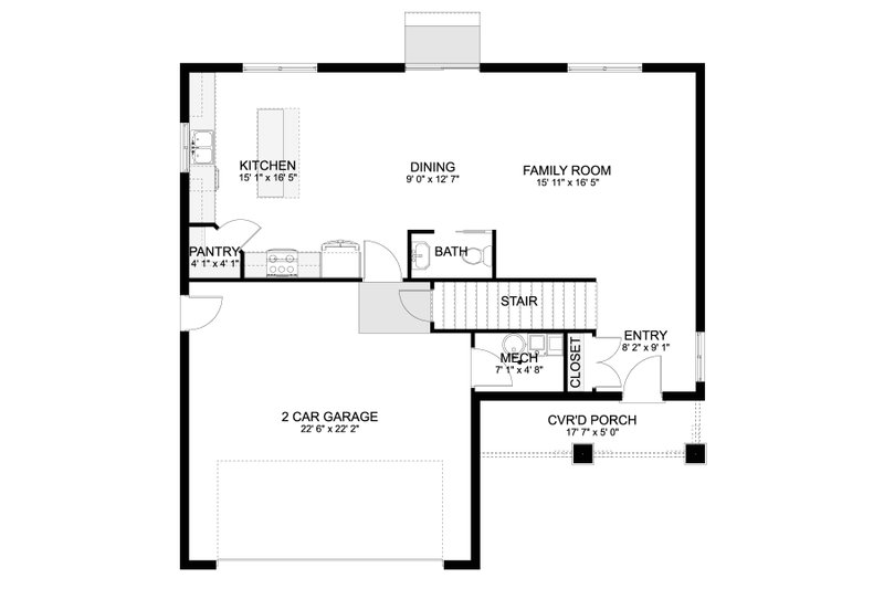 Architectural House Design - Floor Plan - Main Floor for Farmhouse House Plan #1060-254 - 3 bed, 2.5 bath