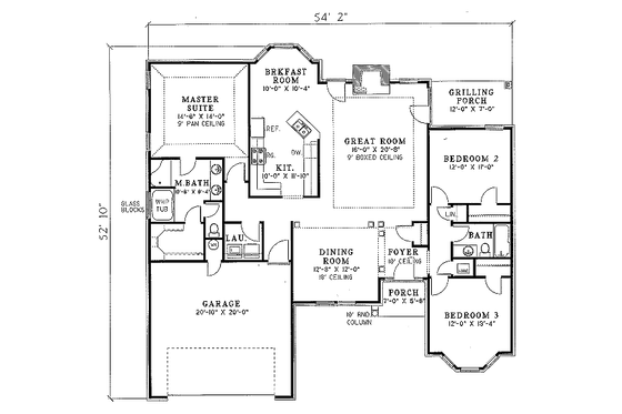 Floor Plan - Main Floor for Traditional House Plan #17-160 - 3 bed, 2 bath