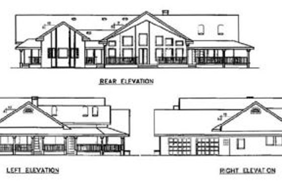 Exterior - Rear Elevation for Craftsman House Plan #60-298 - 3 bed, 2.5 bath