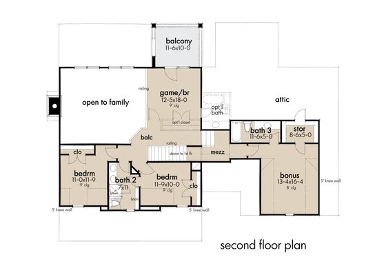 Floor Plan - Upper Floor for Farmhouse House Plan #120-272 - 3 bed, 2.5 bath
