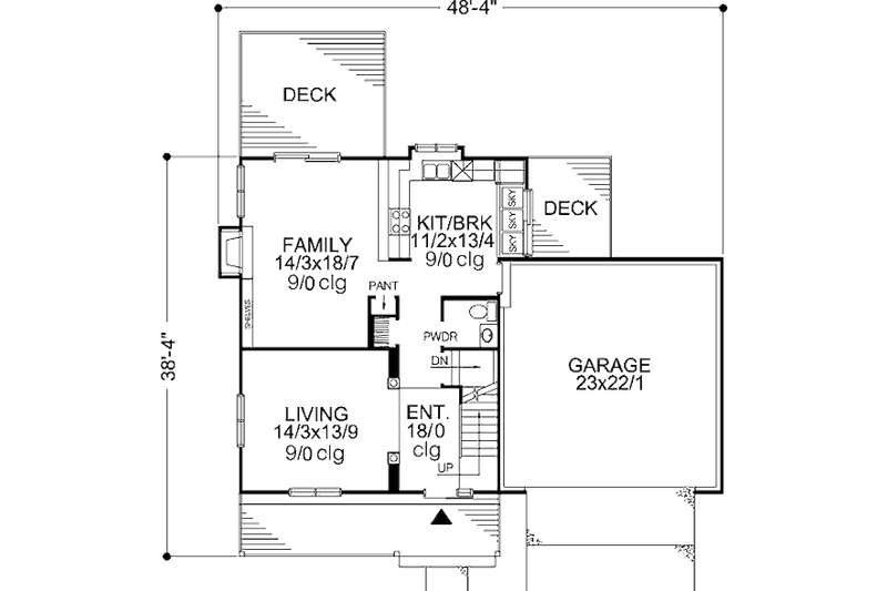Dream House Plan - Floor Plan - Main Floor for Craftsman House Plan #320-400 - 3 bed, 2.5 bath