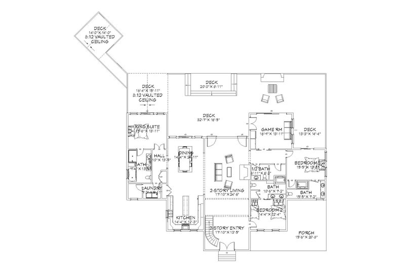 House Blueprint - Floor Plan - Main Floor for Farmhouse House Plan #1109-12 - 5 bed, 5.5 bath