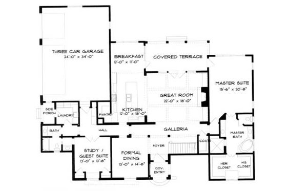 Floor Plan - Main Floor for European House Plan #413-123 - 5 bed, 4 bath