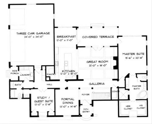 Architectural House Design - European Floor Plan - Main Floor Plan #413-123