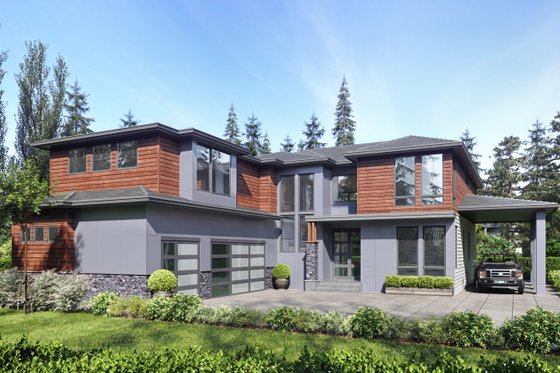 Exterior - Front Elevation 3 for Contemporary House Plan #1066-275 - 5 bed, 4.5 bath