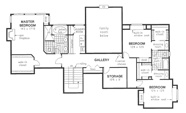 Architectural House Design - European Floor Plan - Upper Floor Plan #18-9009