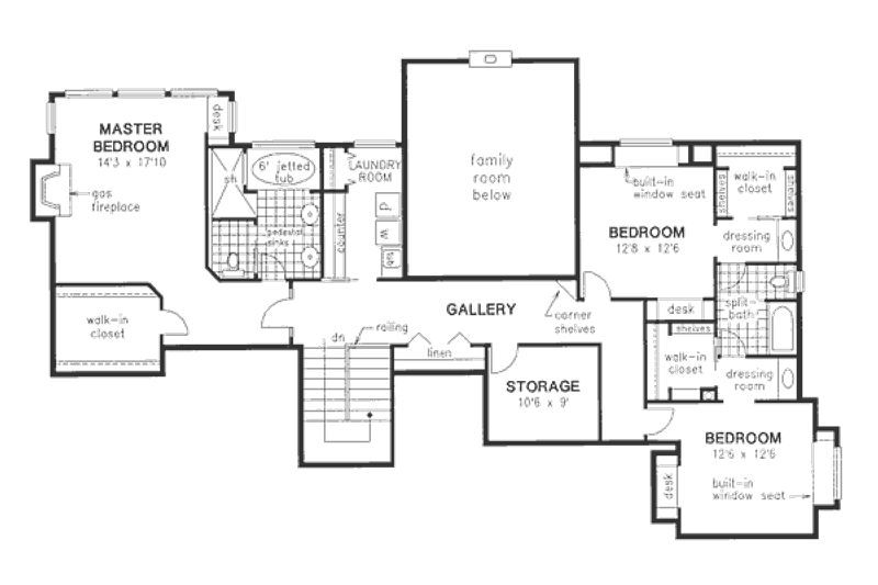 Architectural House Design - Floor Plan - Upper Floor for European House Plan #18-9009 - 4 bed, 3 bath