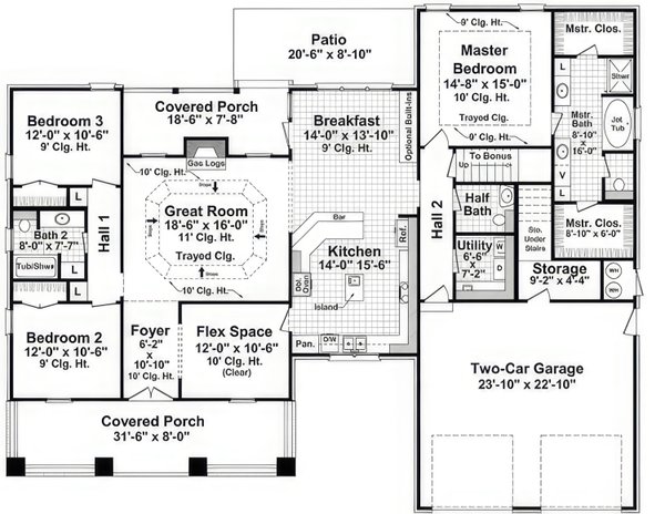 House Blueprint - Craftsman Floor Plan - Main Floor Plan #21-527