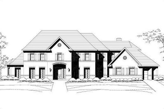 Exterior - Front Elevation for European House Plan #411-786 - 4 bed, 4.5 bath