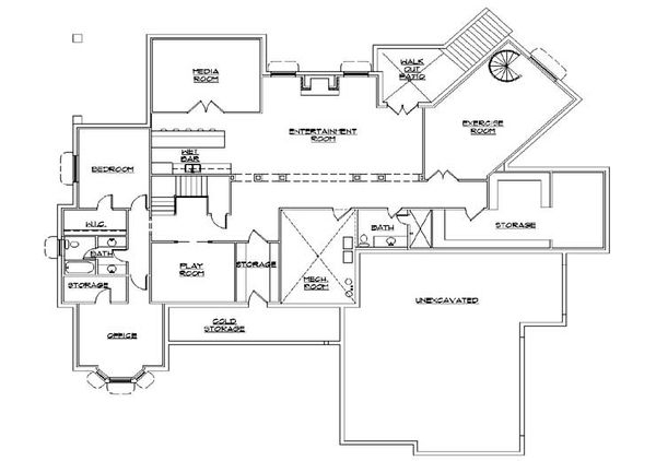 Architectural House Design - Colonial Floor Plan - Lower Floor Plan #5-336