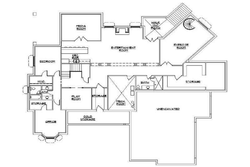 Architectural House Design - Floor Plan - Lower Floor for Colonial House Plan #5-336 - 5 bed, 5.5 bath