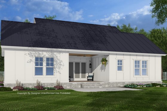 Exterior - Rear Elevation 1 for Farmhouse House Plan #51-1443 - 3 bed, 2 bath