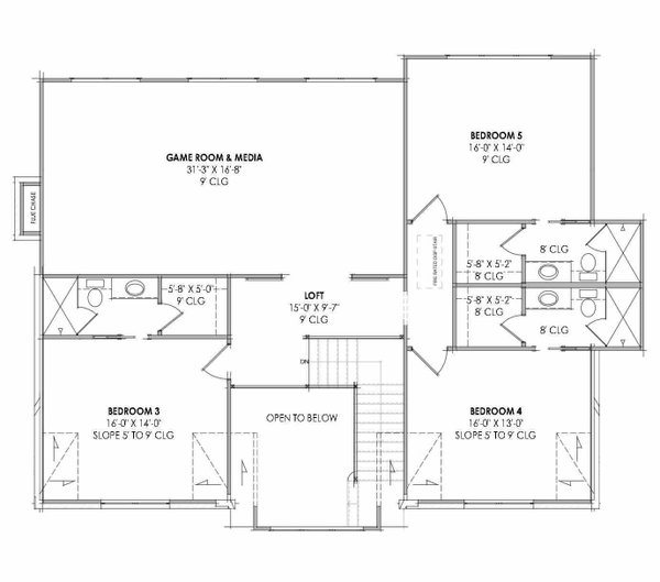 House Blueprint - Tudor Floor Plan - Upper Floor Plan #1096-176