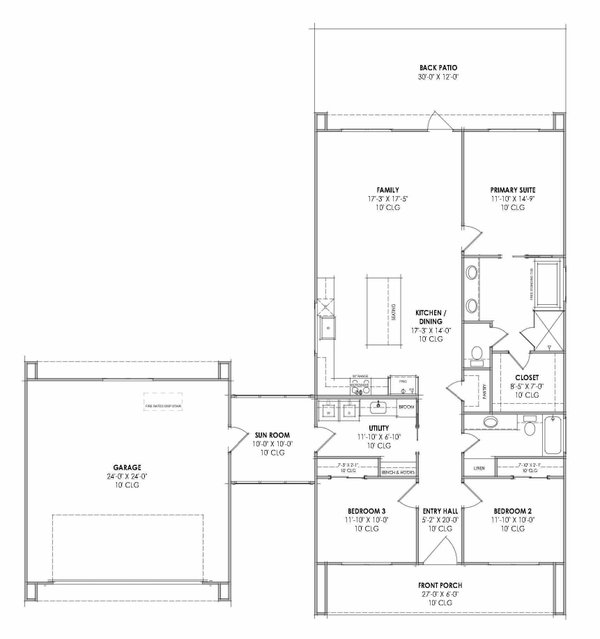 Architectural House Design - Floor Plan - Main Floor for Modern House Plan #1096-204 - 3 bed, 2 bath