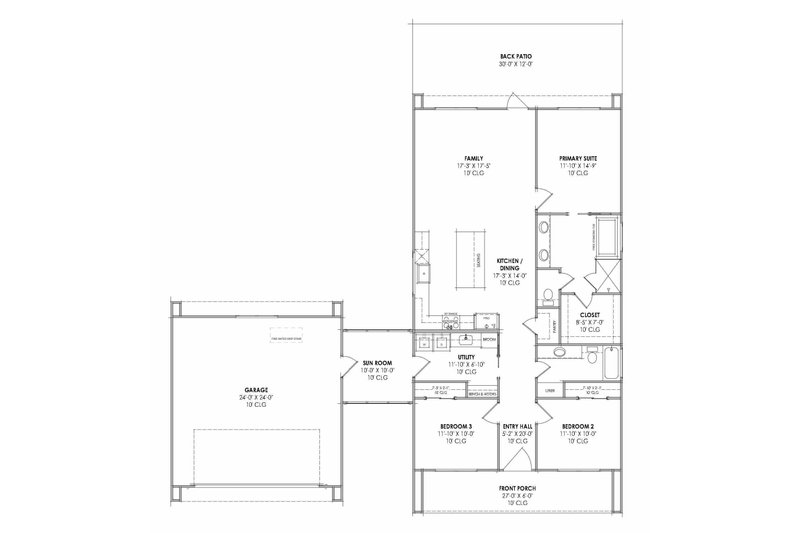 Architectural House Design - Floor Plan - Main Floor for Modern House Plan #1096-204 - 3 bed, 2 bath
