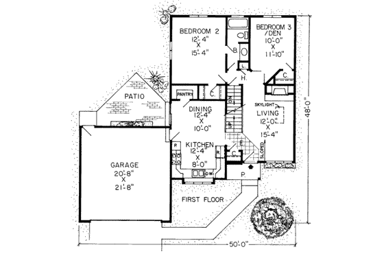 Floor Plan - Main Floor for Modern House Plan #312-223 - 3 bed, 2.5 bath