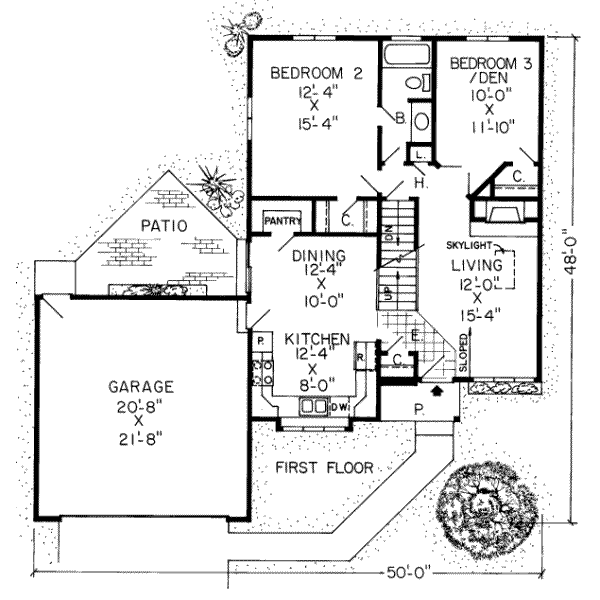 Floor Plan - Main Floor for Modern House Plan #312-223 - 3 bed, 2.5 bath