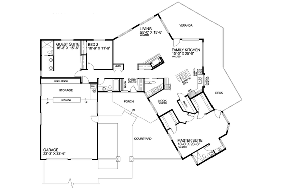 Floor Plan - Main Floor for Traditional House Plan #60-197 - 3 bed, 3 bath