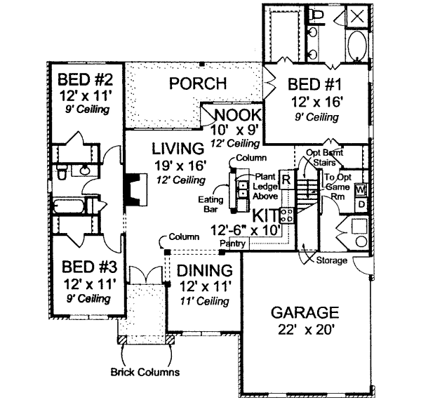 Home Plan - Traditional Floor Plan - Main Floor Plan #20-1672