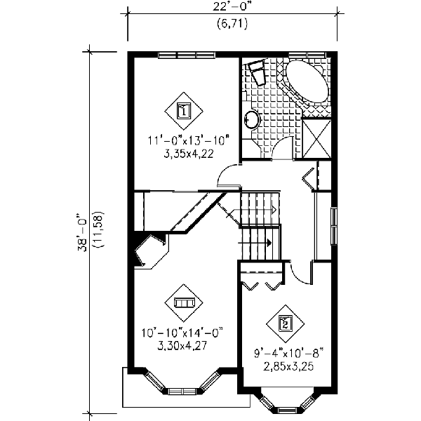 European Floor Plan - Upper Floor Plan #25-3034