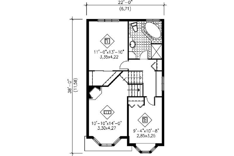 Architectural House Design - Floor Plan - Upper Floor for European House Plan #25-3034 - 2 bed, 2 bath