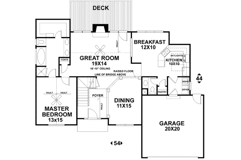 House Blueprint - Floor Plan - Main Floor for European House Plan #56-138 - 3 bed, 2.5 bath
