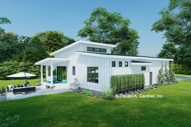 Home Plan - Exterior - Rear Elevation 1 for Modern House Plan #929-1176 - 3 bed, 2 bath