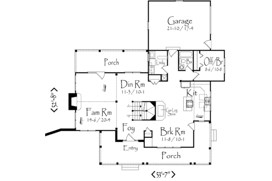 Floor Plan - Main Floor 1 for Country House Plan #71-110 - 2 bed, 2 bath