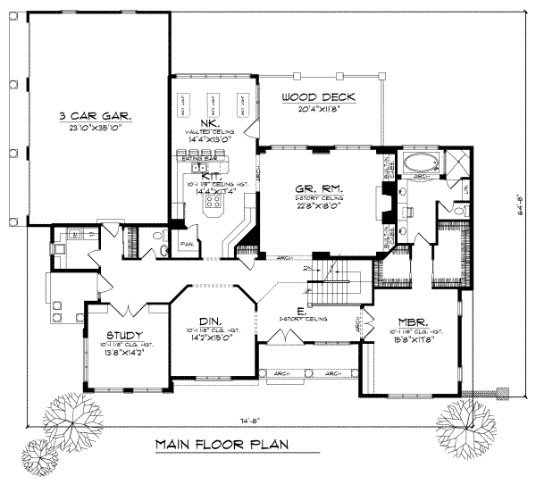 Architectural House Design - Colonial Floor Plan - Main Floor Plan #70-520
