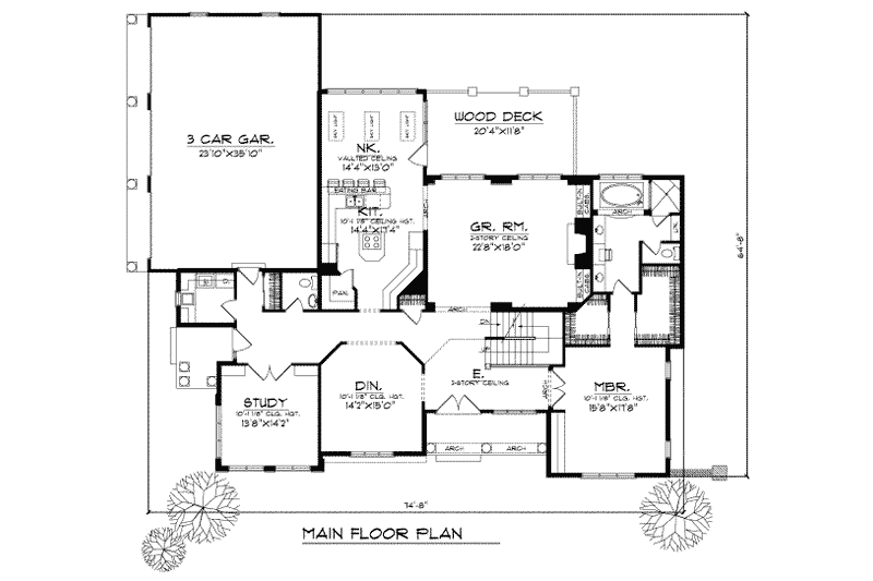 Home Plan - Floor Plan - Main Floor for Colonial House Plan #70-520 - 4 bed, 3.5 bath