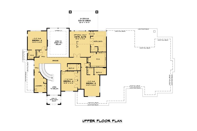 House Blueprint - Floor Plan - Upper Floor for Mediterranean House Plan #1066-111 - 7 bed, 6.5 bath