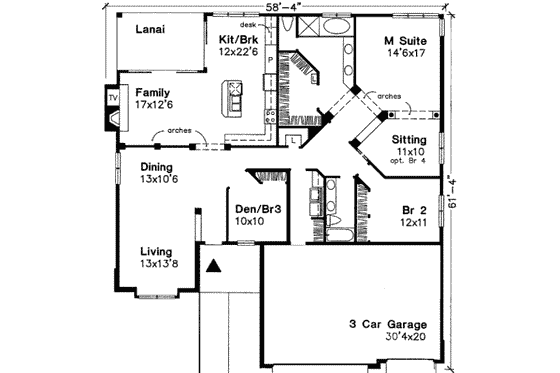 Floor Plan - Main Floor for Traditional House Plan #320-108 - 3 bed, 2 bath