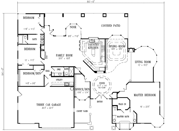 Adobe / Southwestern Style House Plan - 4 Beds 3 Baths 2967 Sq/Ft Plan ...