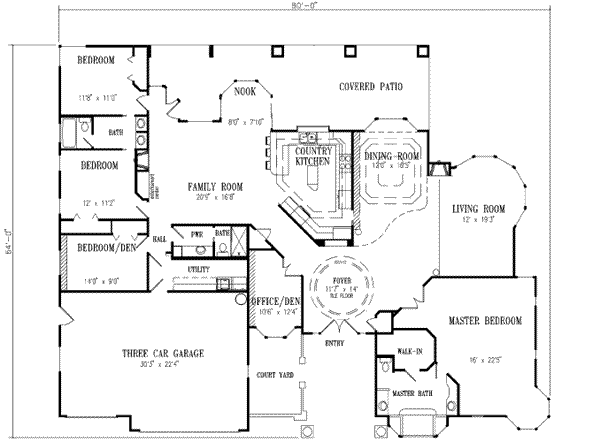 Adobe / Southwestern Floor Plan - Main Floor Plan #1-734