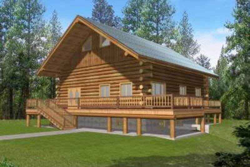Home Plan - Log Exterior - Front Elevation Plan #117-495