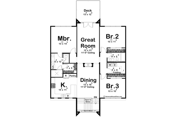Floor Plan - Upper Floor for Modern House Plan #455-733 - 3 bed, 2.5 bath