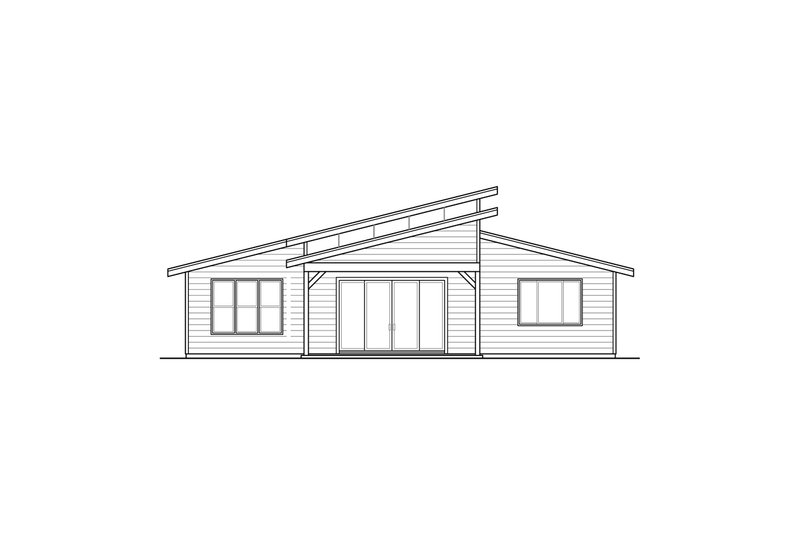 House Design - Exterior - Rear Elevation for Modern House Plan #124-1261 - 3 bed, 2.5 bath
