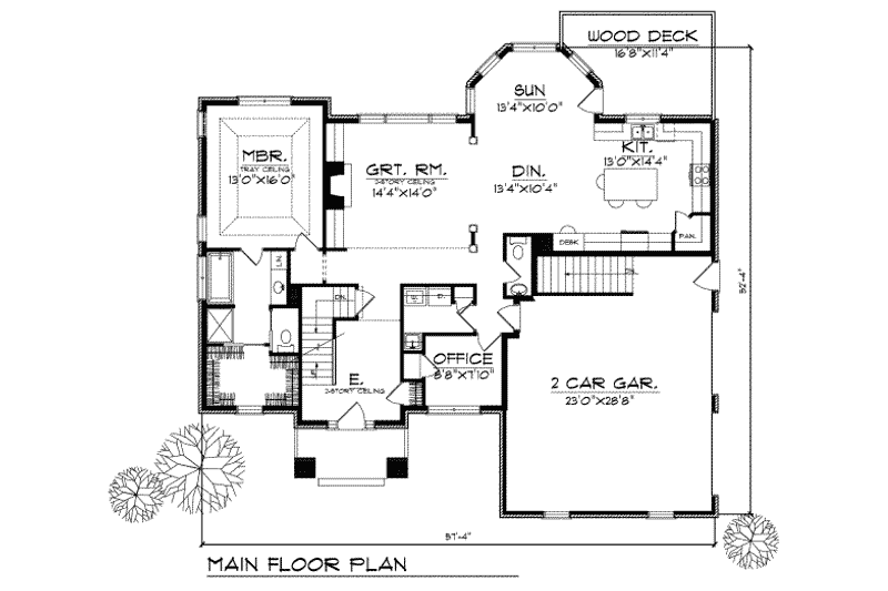 Home Plan - Floor Plan - Main Floor for Traditional House Plan #70-413 - 3 bed, 2.5 bath