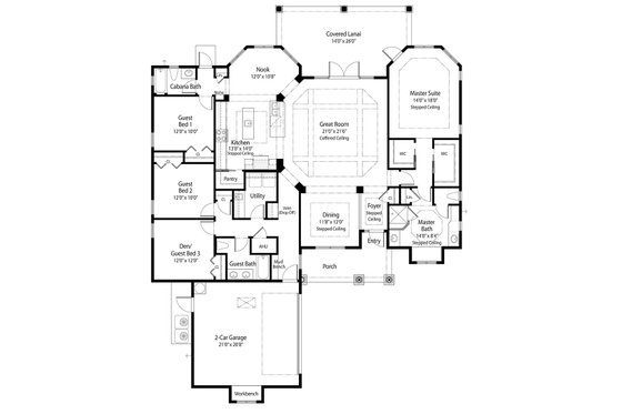 Floor Plan - Main Floor for Farmhouse House Plan #938-141 - 4 bed, 3 bath