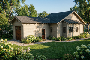 Exterior - Rear Elevation for Bungalow House Plan #1105-18 - 2 bed, 1 bath