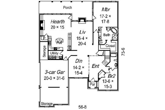 Floor Plan - Main Floor for European House Plan #329-315 - 5 bed, 4 bath