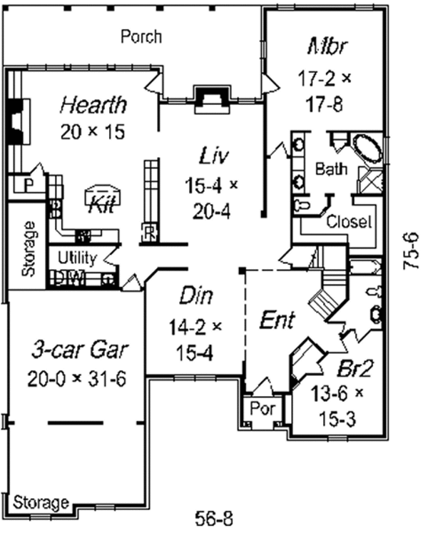 European Floor Plan - Main Floor Plan #329-315