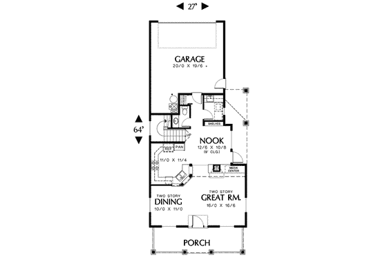 Floor Plan - Main Floor for Traditional House Plan #48-194 - 3 bed, 2.5 bath