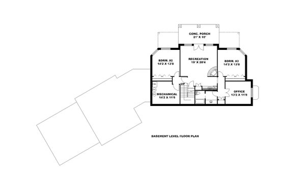 Floor Plan - Lower Floor for Ranch House Plan #117-875 - 3 bed, 2.5 bath