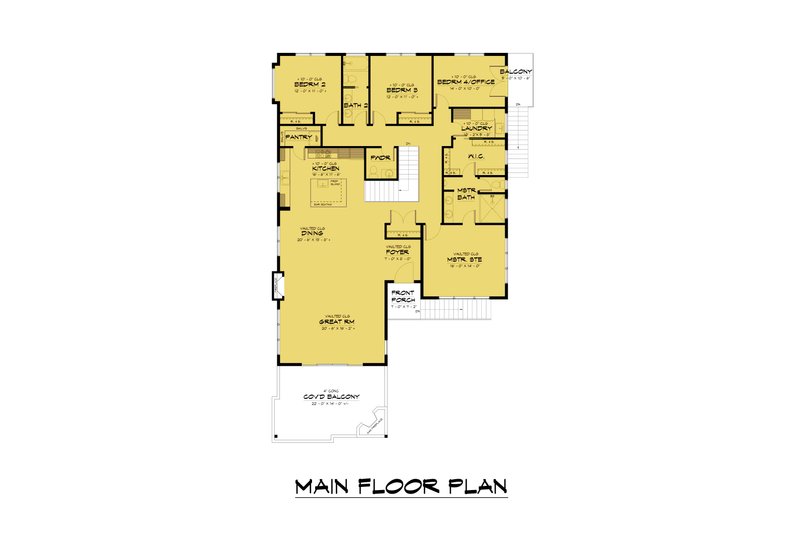 House Plan Design - Floor Plan - Main Floor for Contemporary House Plan #1066-227 - 5 bed, 3.5 bath