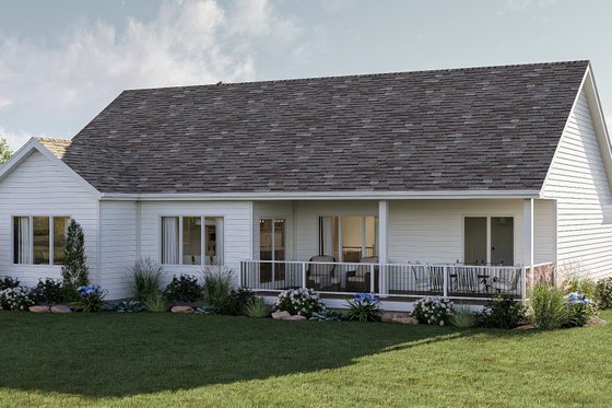 Exterior - Rear Elevation for Farmhouse House Plan #455-276 - 3 bed, 2 bath