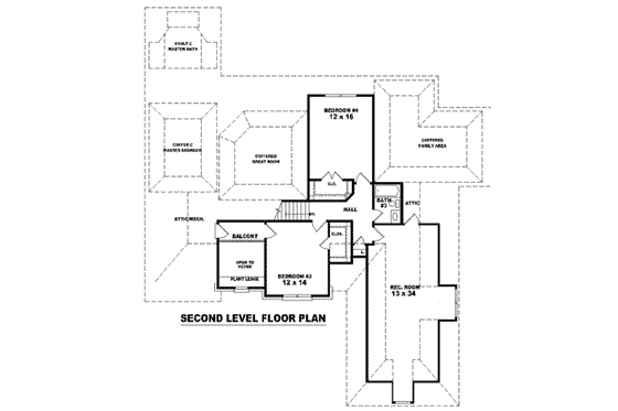 Floor Plan - Upper Floor for Traditional House Plan #81-1206 - 4 bed, 3.5 bath