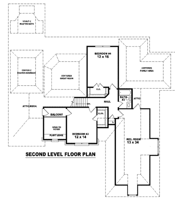 Floor Plan - Upper Floor for Traditional House Plan #81-1206 - 4 bed, 3.5 bath