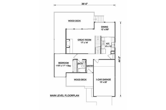 Floor Plan - Main Floor for Modern House Plan #116-117 - 3 bed, 2 bath